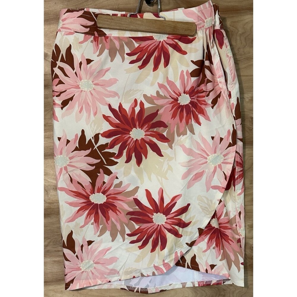 RIP SKIRT Hawaii sz Med Ocean Wrap Swim Cover Skirt tropical Floral Pockets